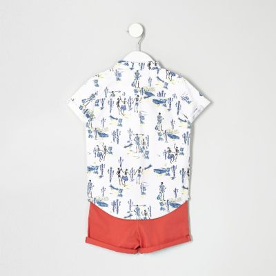 Mini boys skeleton shirt and chino shorts set